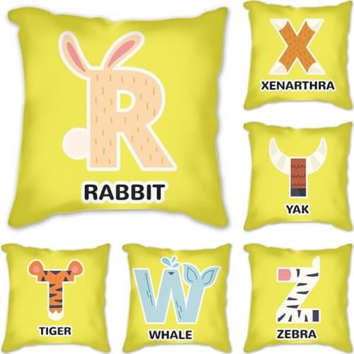 Office Cushion Pillow Cover Purple 26 English Letters Home Sofa Cases funda cojin custom pillowcase decorative blue cushions
