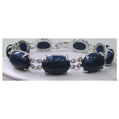 Wholesale Price! Free Shipping silver plated 10X14MM Pearl Lapis lazuli Bracelet>>> women jewerly Free shipping