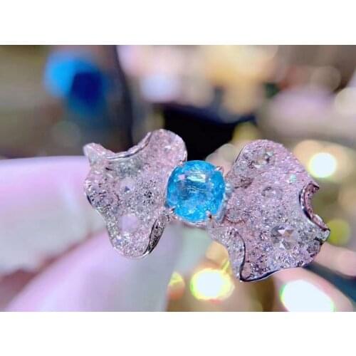 H524 Pure 18K Gold Jewelry Real Paraiba Tourmaline Gemstone 1.61ct Certificate Pendant Necklaces