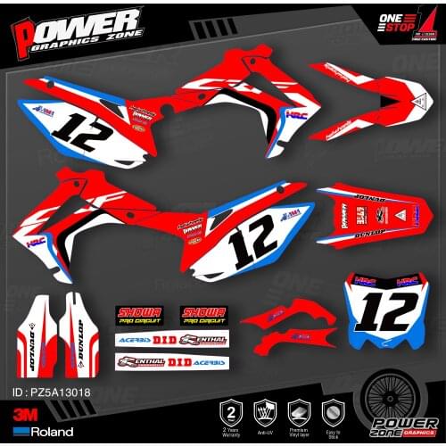 PowerZone Custom Team Graphics Backgrounds Decals 3M Stickers Kit For HONDA 2014-2017 CRF250R 2013-2016 CRF450R 018