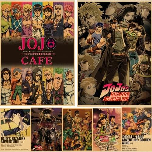 Japanese Anime Posters Jojo Bizarre Adventure Poster Cartoon Decor Kraft Paper Home Room Art Print Wall Stickers Decoration