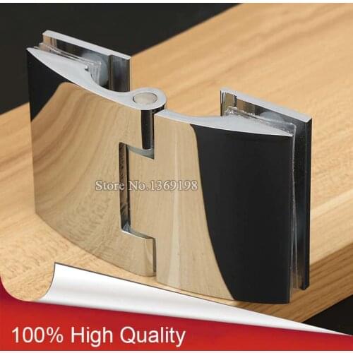 2PCS Brass Frameless Bathroom Shower Door Hinges Glass to Glass Hinges Chrome