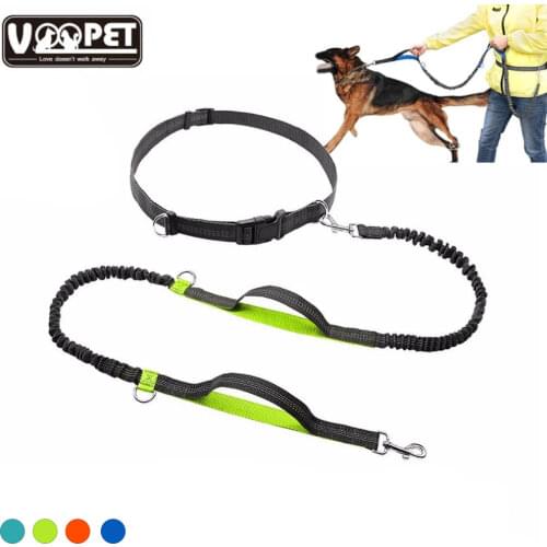 Hands Free Dog Leash Waist Running Belt For Dog Dual Handles Leash Reflective Strip Pet Trainning Rope For Medium Large Dogs