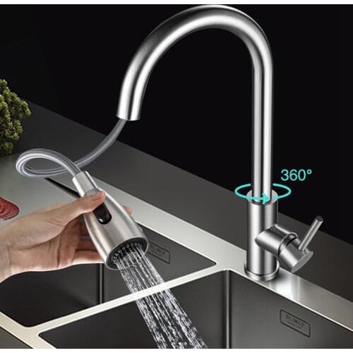 Rotatable Pull Type Faucet Kit Kitchen Water Mixer Taps Quick-connect Hose Spray Nozzle Gravity Ball Shower Sprinkler free ship