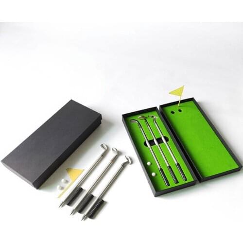Simulated Golf Course Premium Mini Golf Putter Pen Set Office Gift for Men Ballpoint Creative Writing Supplies Durable