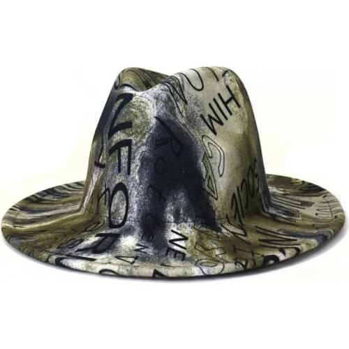 New Tie Dye Fashion Unisex Wide Brim Autumn And Winter Fedora Hats Women Elegant Wedding Church Jazz Panama Fedora Caps