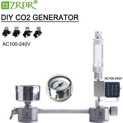 ZRDR Aquarium DIY CO2 generator system kit CO2 generator, bubble counter diffuser with solenoid valve,For / Aquatic plant growth