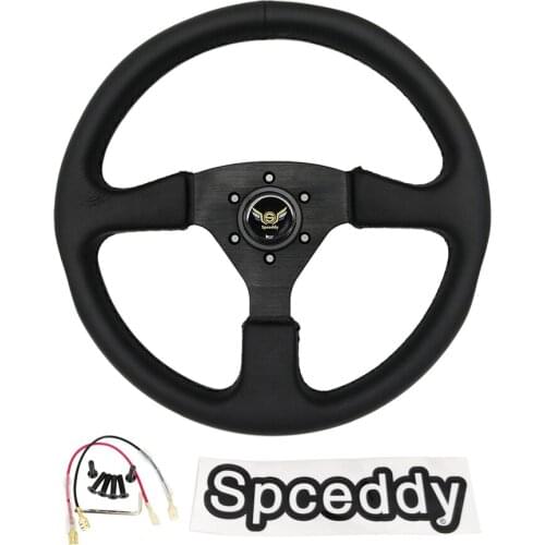 Spcooc High Quality Car Sport Steering Wheel Universal 14inch 350mm Racing Steering Wheel Leather Black With Spceddy Stickers