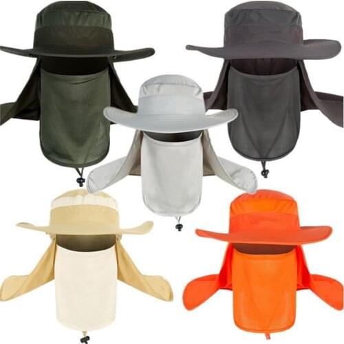 Waterproof Big Bucket Hats Wide Brim New Summer wind-proof Sun Hat UV Protection Fishing Hat Fisherman Cap Detachable Neck Hats
