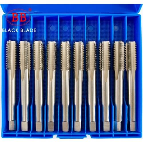 BB 10PCS Screw Tap Machine & Manual Straight Spiral Flute Bottoming Plug Thread Tap M2~M20 HSS