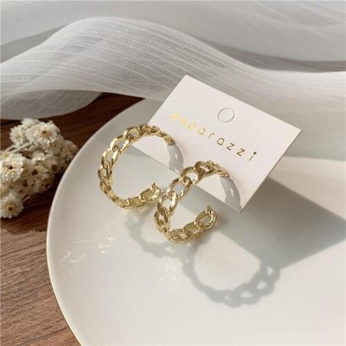 Chain Hoop Earring for Women Minimalist Metal Geometric Earrings for Women Fashion Jewelry Gift Gold Earings Party Accessories