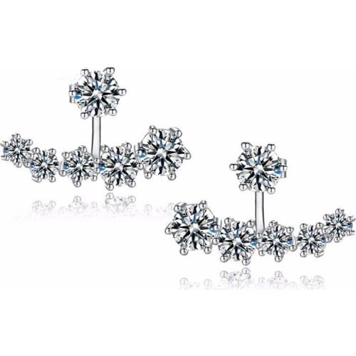 Hot Sale Women Stud Earrings 925 Sterling Silver Jewelry Fashion CZ Zircon Crystal Earring For Wedding Party Brincos