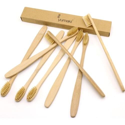 DR.PERFECT 24PCS/lot Beige Slim Neck Bamboo Toothbrush Eco friendly Wooden Bamboo Toothbrush Oral Care Black Head