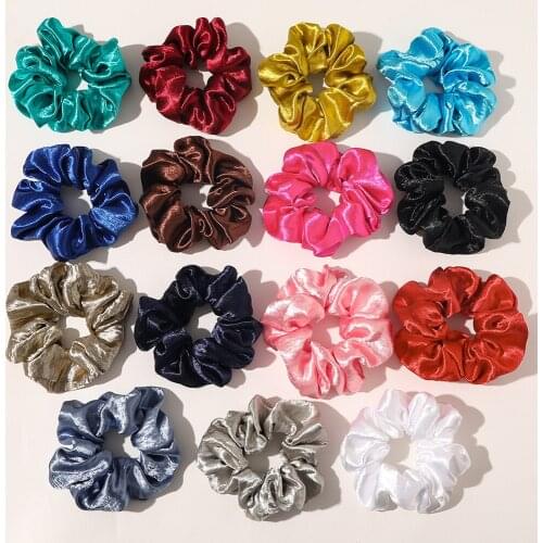 1PC Satin Silk Solid Color Scrunchies Elastic Hair Bands 2020 New Women Girls Hair Accessories Ponytail Holder Hair Ties Rope