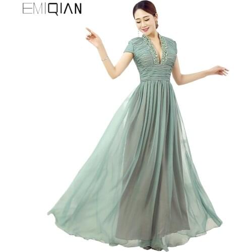 100% Real Photo Latest Designs A Line Cap Sleeves Pleated Chiffon Evening Dress