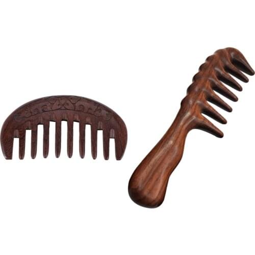 2 Pcs Wood Comb Wooden Hair Comb Natural Comb-Anti Static Massage Hair Comb, A & B