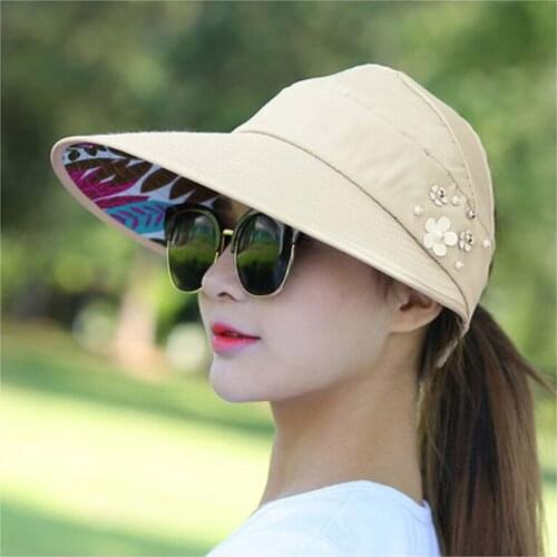 2021 Summer Sun Hats Women Foldable Uv Protection Sun Hat Visor Sunscreen Floppy Cap Chapeau Femme Outdoor Beach Hat