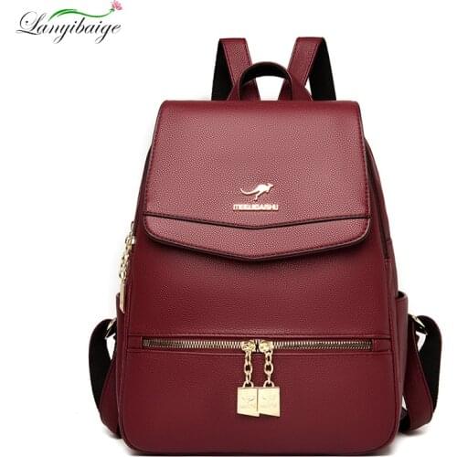 2021 New Ladies Fashion Outdoor Backpack Classic Simple Student Soft Backpack Pure Color Design Elegant Portable Ladies Backpack