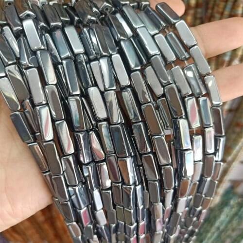 4x13mm Natural Terahertz Stone Beads Fit Healthy Energy Bracelet Rectangle Shape Loose THZ Stone Beads For Jewelry Making 15