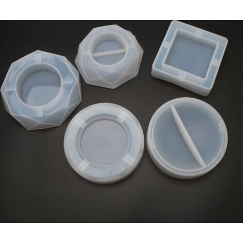 5 Shapes Ashtray Resin Silicone Mold Square Heart Round Rhombus Shape Ashtray Resin Casting Molds Kit Resin Ashtray Mold
