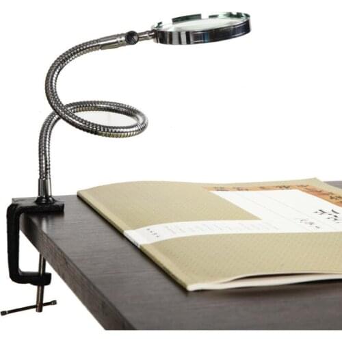 5X Clip Flexible Desktop Magnifying Glass HD Loupe Metal Hose Optical Glass Magnifier for Reading Watch Repair Jewelry Detection