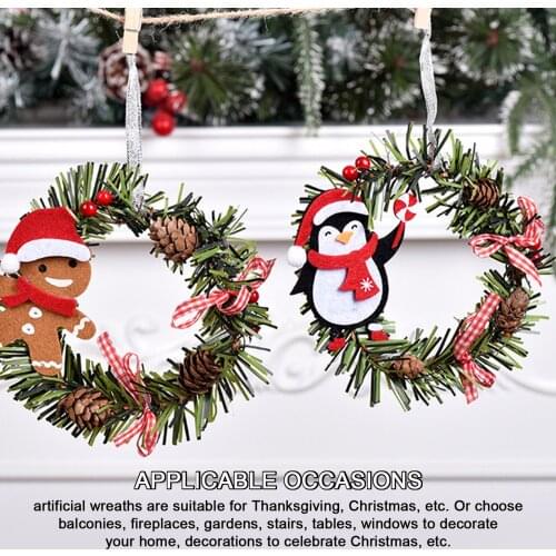 6pcs Christmas Decorations Christmas Wreath Pendant Santa Claus Elk Round PVC Ornaments Christmas Tree Pine Cone Pendant