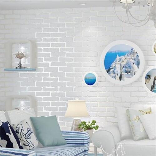 Beibehang 3d solid white blue brick pattern 3d wallpaper mural living room barber shop clothing store papel de parede wallpaper