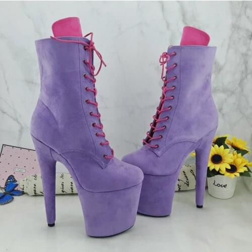 Spring New Super High-heeled Ankle Boots 20cm Platform Boots Night Club Pole Dancers Shoes Woman Pumps Thin Heels Lace-up Botas