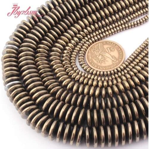 Natural Rondelle Hematite Pyrite Color 2x3/3x8/3x12mm Stone Beads For Necklace Bracelet Earring Woman Jewelry Making Strand 15"