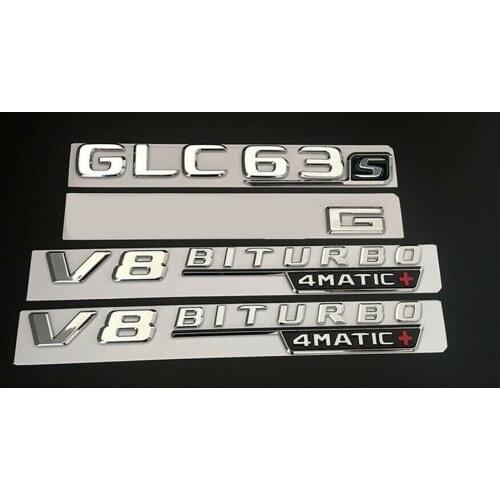 Chrome GLC63s FOR A M G V8 BITURBO 4MATIC+ Fender Badges Emblems for Mercedes