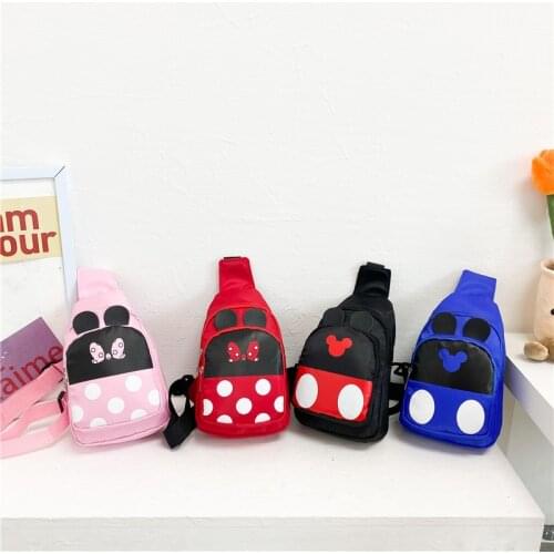 Childrens Cartoon Chest Bag Boys and Girls Canvas Messenger Bag New 2021 Japanese Mickey Minnie Mouse Small Shoulder Bag 4-7Y
