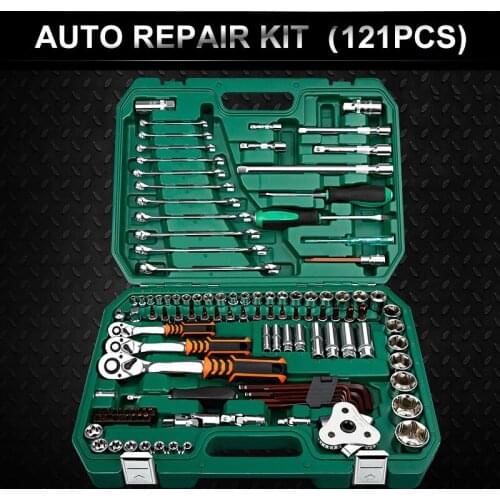 121PC Car Repair Tools Mechanic Tools Set Socket Wrench Tools for Auto Ratchet Spanner Screwdriver Socket Set Hex Key
