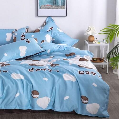 Blue Cartoon Bedding Set ,220x240 Duvet Cover Pillowcase 3pcs, 135x200 Children Bed Cover,King Queen Full Size Bed Linen Set