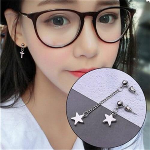 Korean Fashion Asymmetrical Star Earrings Five-Pointed Star Temperament Alloy Earrings Womens Jewelry