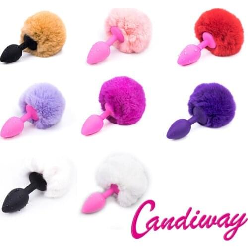 Rabbit tail silicone anal plug sex toy adult product for woman,anal plug dog tails Slave cosplay submisson bead Rabbit girl game