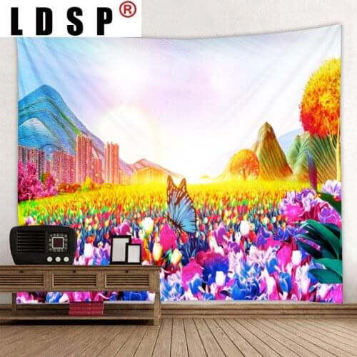 LDSP Background Landscape Tapestry Wall Hanging Wall Covering Rugs Mural Cloth Beach Towel Fabric Yoga Blanket Home Decor