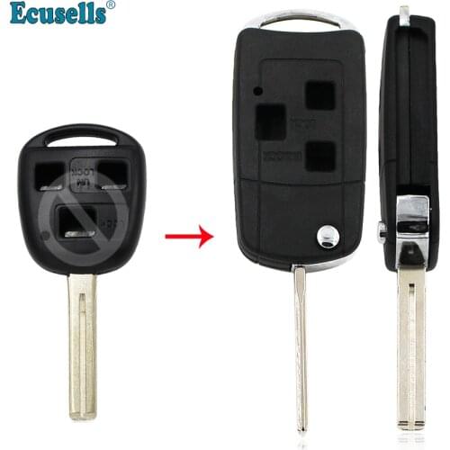 3 Buttons Modified Flip Remote Key Shell for Lexus RX300 LS400 LS430 ES330 SC430 IS300 LX470 RX330 RX350 GS300 TOY48 UNCUT