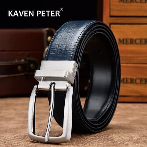 Reversible Belts For Men Genuine Leather For Male High Quality Formal Belt Black Brown Navy Blue
