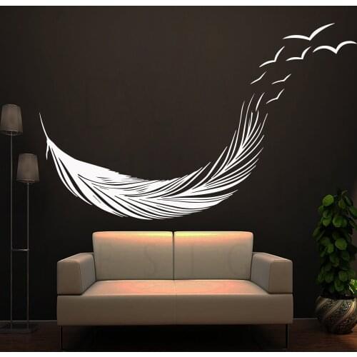 Nordic Style Flying Feather Wall Stickers Home Decor Adesivo De Parede Living Room Decoration Sticker Bedroom Decor Decals Mural