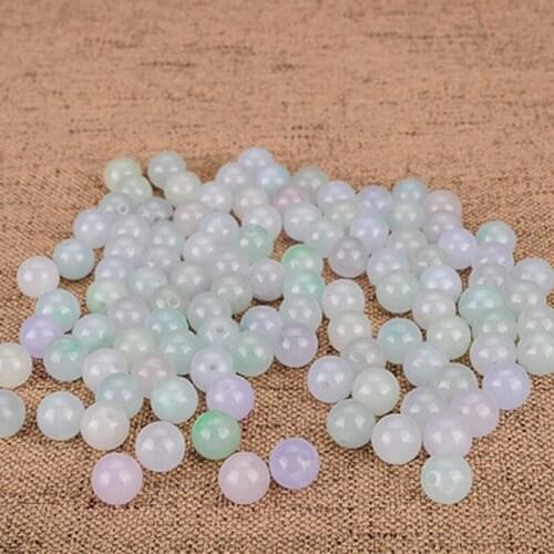 Natural Myanmar jadeite hand-carved round beads DIY 100% real jade bracelets scattered beads accessories jade bracelets 6-16mm