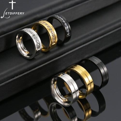 Letdiffery New 1 Row Bling Cubic Zirconia Wedding 8mm Rings Stainless Steel Jewelry for Women Couples Engagement Birthday Gifts