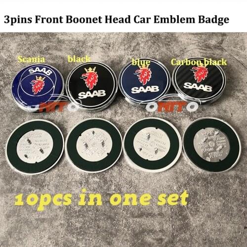 Top new 10pcs/lot 2pins /clips Auto Rear Trunk Tail Boot 68MM Car emblem Logo Badge For 9-3 9-5 93 95 BJ SCS Auto Covers