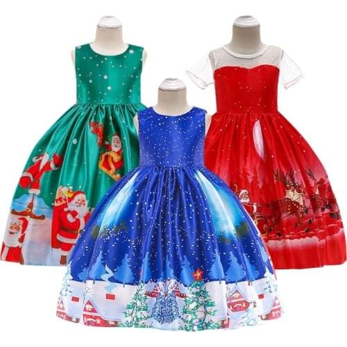 Christmas Style Girls Dress Cartoon Cosplay Snowflake Princess Dresses For Girls Home Celebration Costume Party Clothes