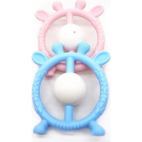 Chenkai 10PCS Silicone Giraffe Rattles Teether DIY Newborn Infant Baby Pacifier Dummy Nursing Teething Jewelry Animal Toy Craft