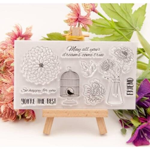 Peony Flower Transparent Seal Clear Silicone Stamp Cutting DIY Scrapbooking Rubber Coloring Embossing Decor Reusable 13.5*7.5cm
