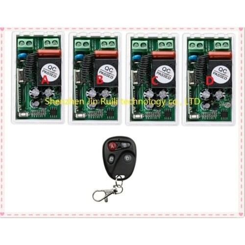 Most simple wiring AC220V 1CH Radio Controller RF Wireless Relay Remote Control Switch 315 MHZ 433 MHZ 1 Transmitter +4 Receiver
