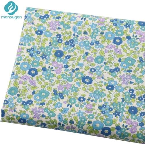 Blue Purple Floral Twill Cotton Fabrics For Baby Dresses Blankets Cushions Child Clothes DIY Material Sewing Cloth By Meter