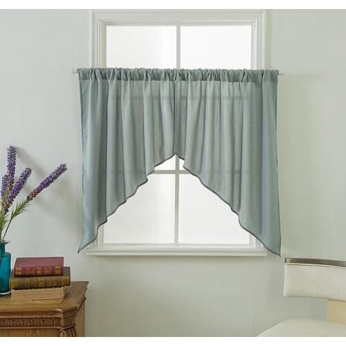Polyester Sheer Fashion Pleated Roman Curtain Design Stitching Colors Tulle Balcony Kitchen Window Curtain Blind 2pcs