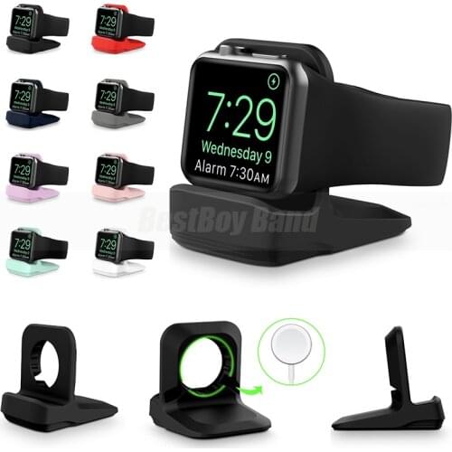 Latest Silicone Dock Holder for Apple Watch Series6/se/5/4/3/2/1 44mm/42mm/40mm/38mm Charger Stand Mount+Smart watch accessories