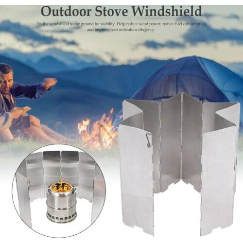 10 Plates Foldable Windshield Outdoor Camping Cooker BBQ Gas Stove Wind Shield Screen Picnic Wind Screen Camping Equipment